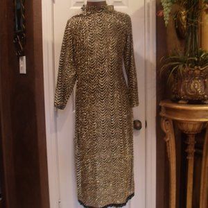 Vintage Black/Gold Lamé High Slit Tunic